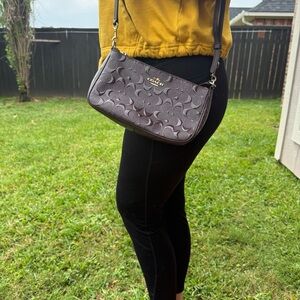 Coach Embossed Signature Crossbody Bag - Dark Brown
